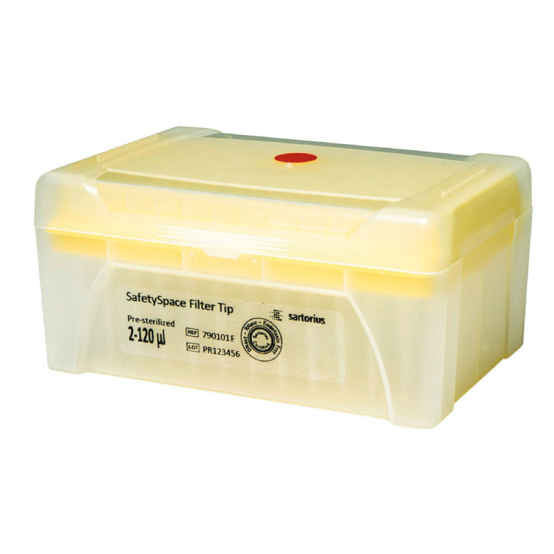 Стерильные наконечники с фильтром SafetySpace объёмом до 120 мкл, 10×96 шт/уп, Sartorius